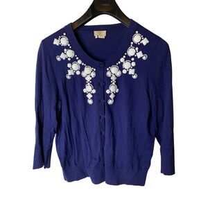Kate Spade Tula cardigan sweater live colorfully beaded bejeweled size XL NEW